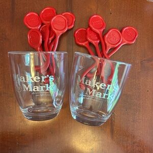 Maker’s Mark Cocktail Glasses (2) with Stirrer Set (12) NEW
